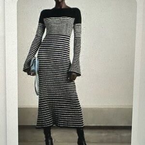 Proenza Schouler Black and White Long Sleeve Cocktail Dress